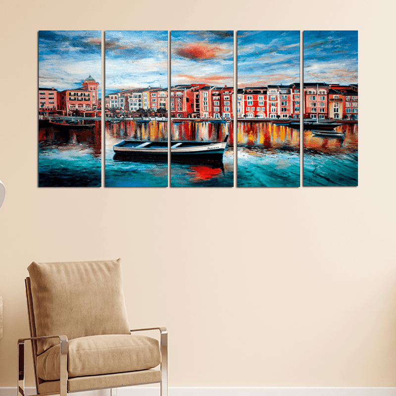 decorglance Home & Garden > Decor > Artwork > Posters, Prints, & Visual Artwork Panel Paintings Venice Beautiful Scenery Canvas Wall Painting- With 5 Panel