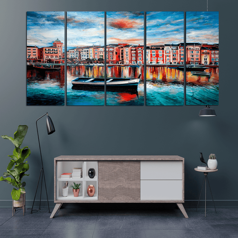 decorglance Home & Garden > Decor > Artwork > Posters, Prints, & Visual Artwork Panel Paintings Venice Beautiful Scenery Canvas Wall Painting- With 5 Panel