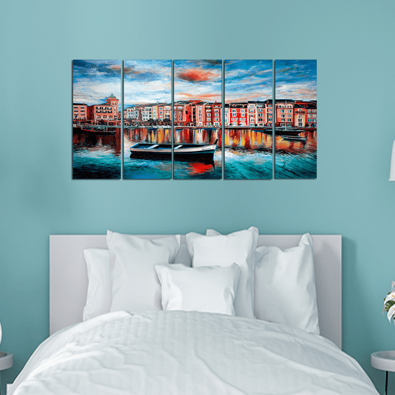 decorglance Home & Garden > Decor > Artwork > Posters, Prints, & Visual Artwork Panel Paintings Venice Beautiful Scenery Canvas Wall Painting- With 5 Panel