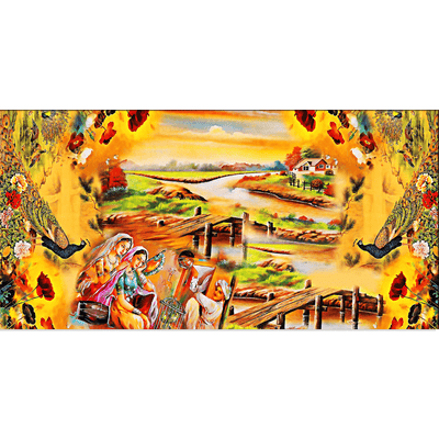 DECORGLANCE Home & Garden > Decor > Artwork > Posters, Prints, & Visual Artwork Village Madhubani Canvas Wall Painting