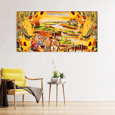 DECORGLANCE Home & Garden > Decor > Artwork > Posters, Prints, & Visual Artwork Village Madhubani Canvas Wall Painting