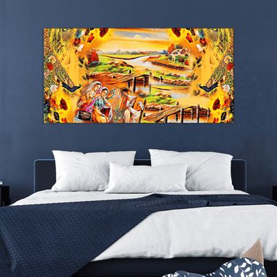 DECORGLANCE Home & Garden > Decor > Artwork > Posters, Prints, & Visual Artwork Village Madhubani Canvas Wall Painting