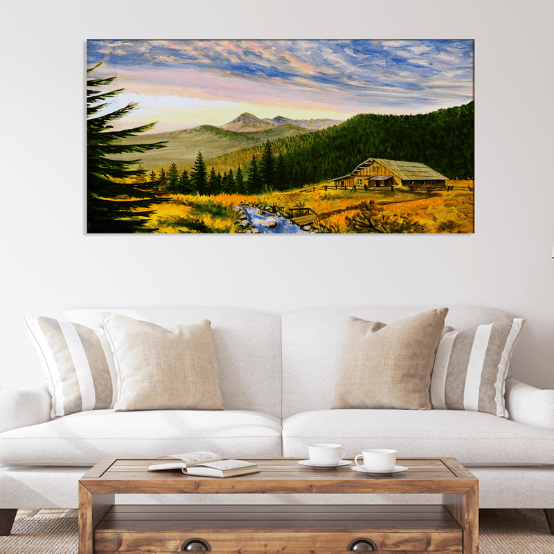 DECORGLANCE Home & Garden > Decor > Artwork > Posters, Prints, & Visual Artwork Village Mountain View Canvas Wall Painting