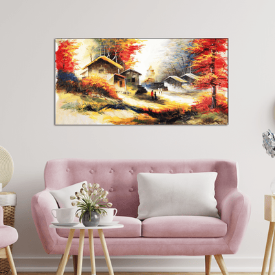 DECORGLANCE Home & Garden > Decor > Artwork > Posters, Prints, & Visual Artwork Village Scenery Abstract Art Canvas Wall Painting
