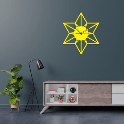 DECORGLANCE Home & Garden > Decor > Clocks > Wall Clocks Star Shape Golden Color Wooden Wall Clock