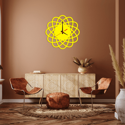 DECORGLANCE Home & Garden > Decor > Clocks > Wall Clocks Yellow Color Wooden Wall Clock