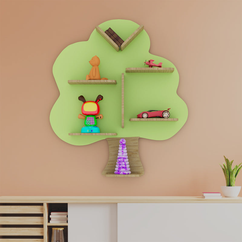 Tree Shape Wooden Wall Display Shelf