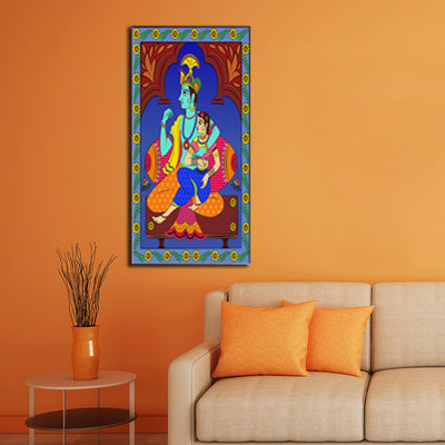 Madhubani Pattern Radha Krishna Canvas Wall Painting