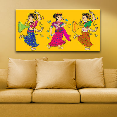 Madhubani Traditional Dancers Canvas Wall Painting