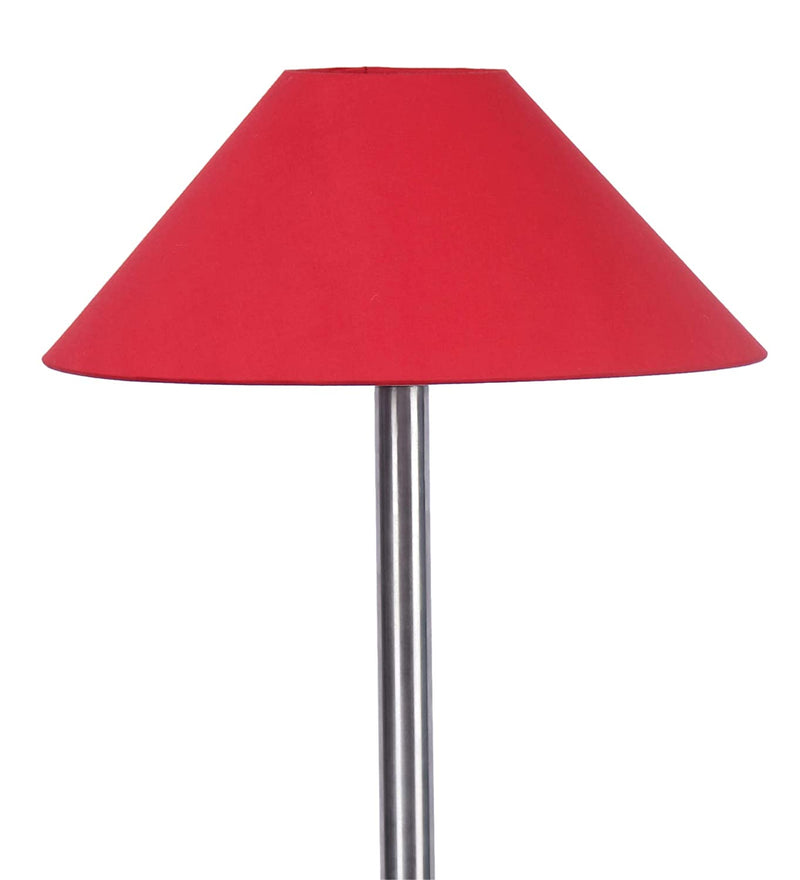 DecorGlance Lamps Red Cotton Designer Steel Floor Lamp for Home Decor (13" Red, Medium)