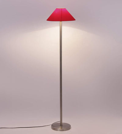 DecorGlance Lamps Red Cotton Designer Steel Floor Lamp for Home Decor (13" Red, Medium)