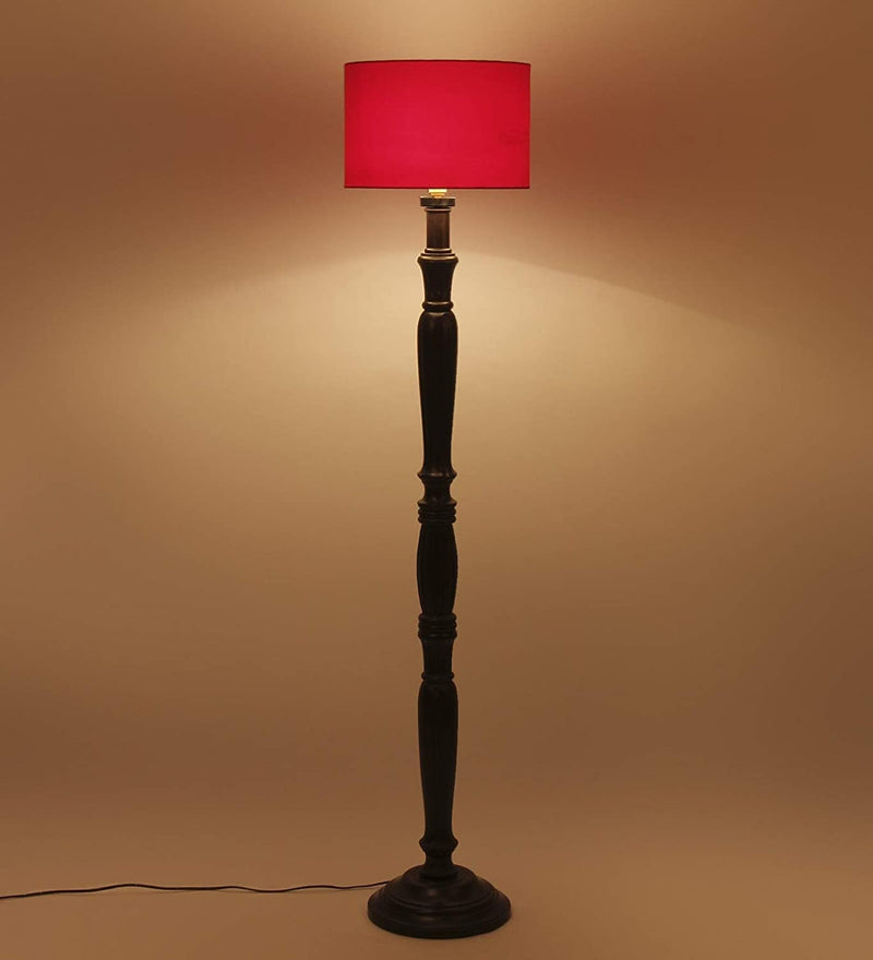DecorGlance Lamps Red Cotton Drum Designer Fashionable Carving Floor Lamp for Home Decor (Red, Medium)