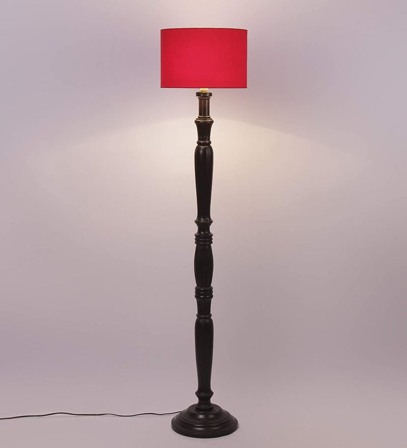 DecorGlance Lamps Red Cotton Drum Designer Fashionable Carving Floor Lamp for Home Decor (Red, Medium)