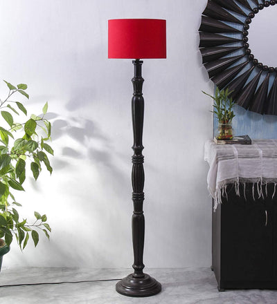 DecorGlance Lamps Red Cotton Drum Designer Fashionable Carving Floor Lamp for Home Decor (Red, Medium)