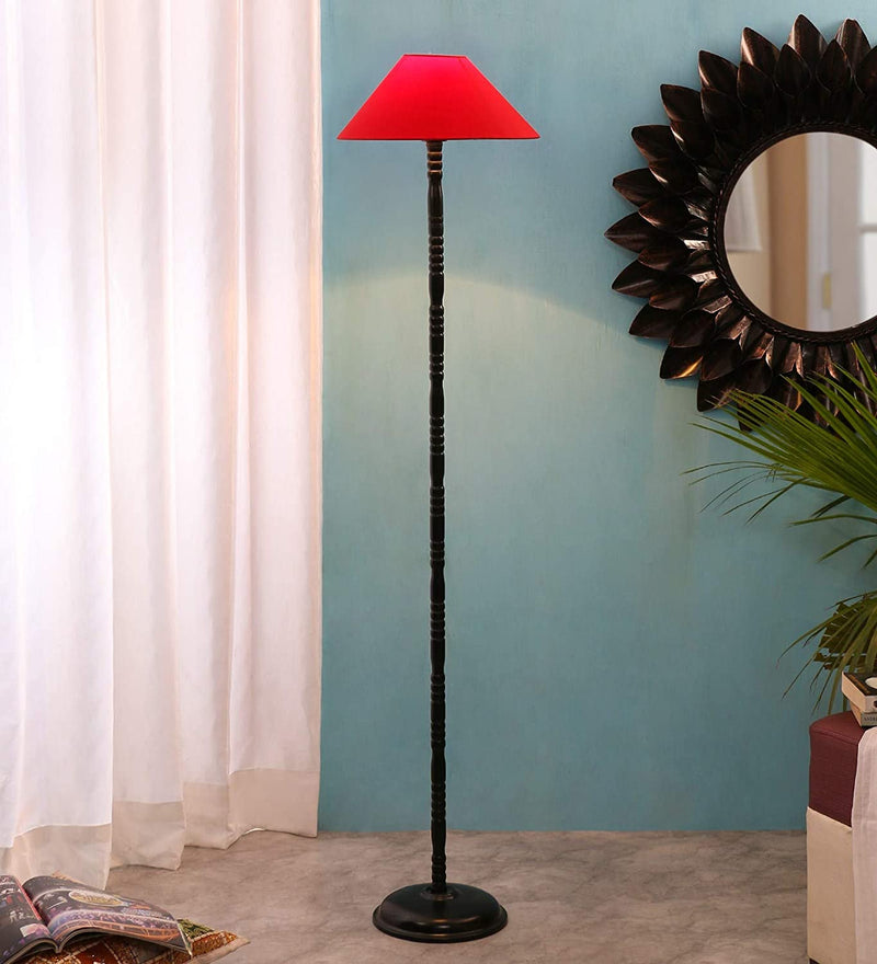 DecorGlance Lamps Red Cotton Floor Lamp