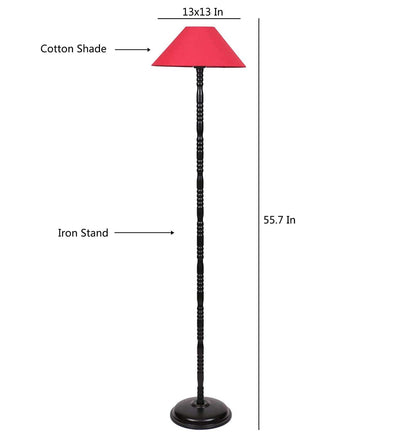 DecorGlance Lamps Red Cotton Floor Lamp