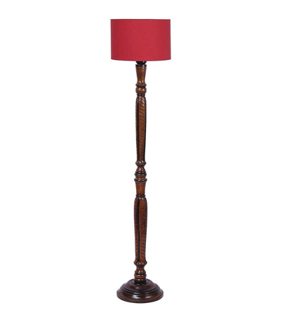 DecorGlance Lamps Red Cotton Wooden Floor lamp