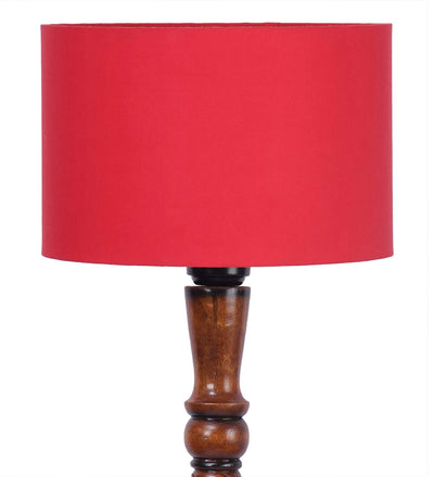 DecorGlance Lamps Red Cotton Wooden Floor lamp