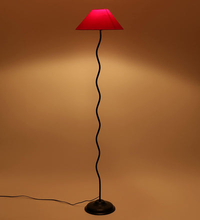 DecorGlance Lamps Red Flat Cotton Designer Zig Zag Floor Lamp (RED)