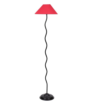 DecorGlance Lamps Red Flat Cotton Designer Zig Zag Floor Lamp (RED)