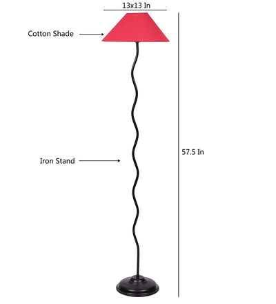 DecorGlance Lamps Red Flat Cotton Designer Zig Zag Floor Lamp (RED)