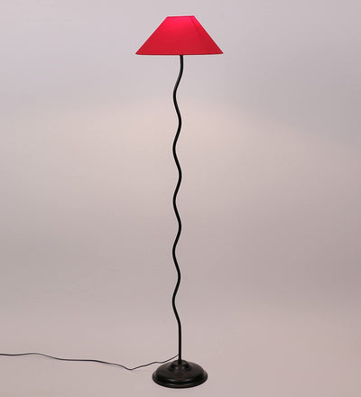 DecorGlance Lamps Red Flat Cotton Designer Zig Zag Floor Lamp (RED)