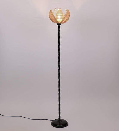 DecorGlance Lamps Rose Natural Bamboo Designer Stick Fashionable Iron Floor Lamp (Bamboo)