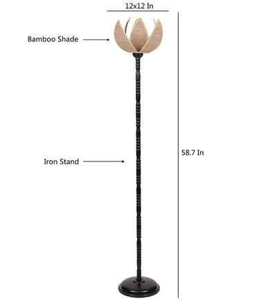 DecorGlance Lamps Rose Natural Bamboo Designer Stick Fashionable Iron Floor Lamp (Bamboo)