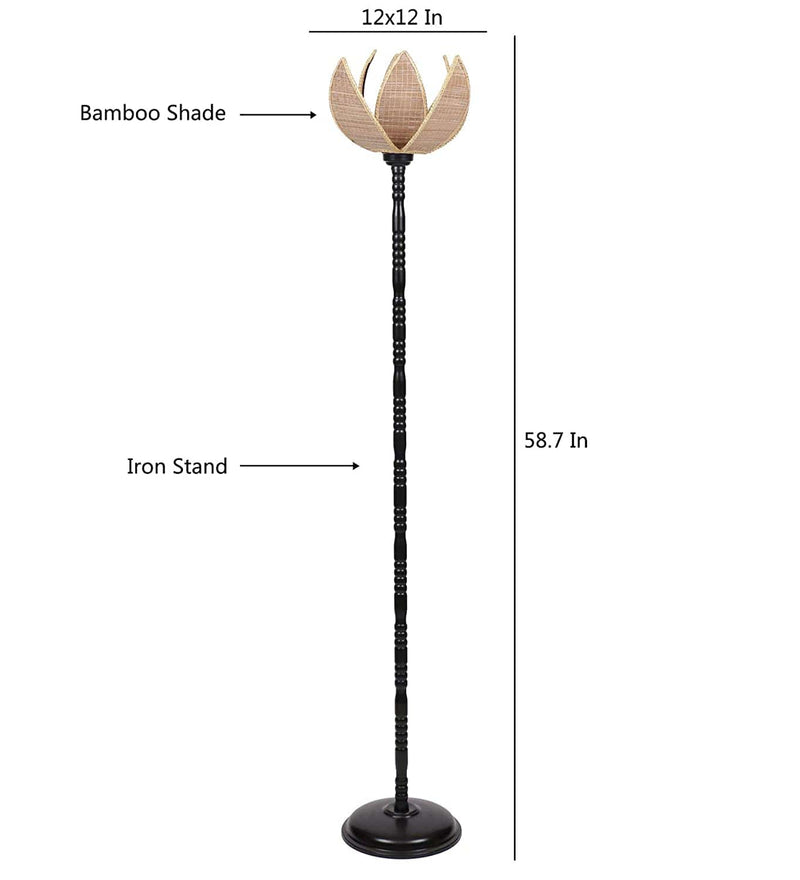 DecorGlance Lamps Rose Natural Bamboo Designer Stick Fashionable Iron Floor Lamp (Bamboo)