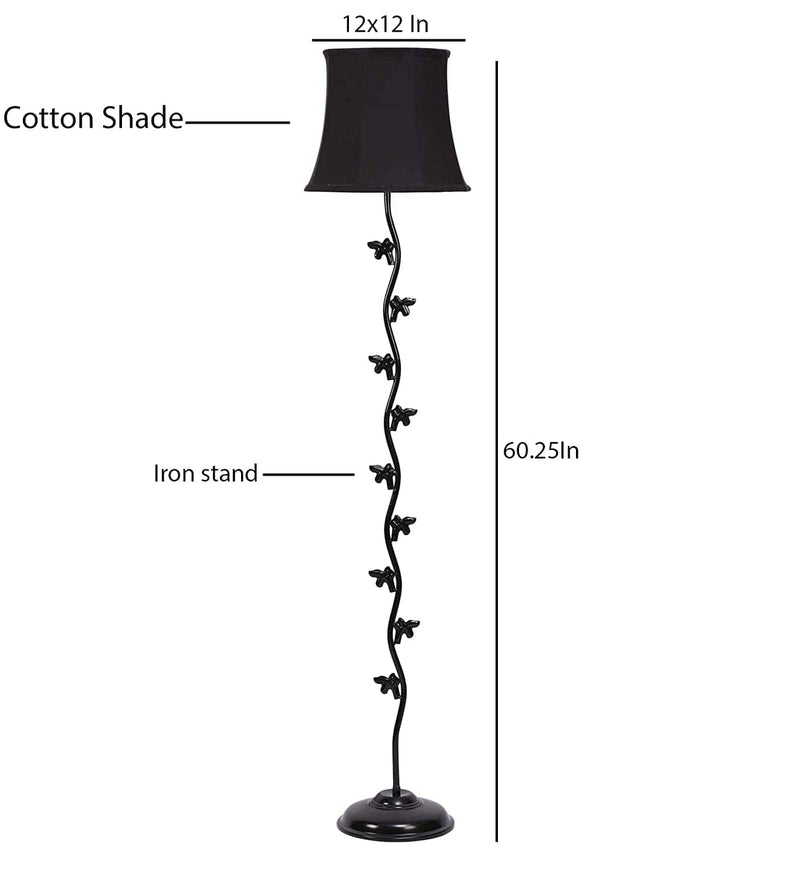 DecorGlance Lamps Soft Back Cotton Black Designer Fish Iron Floor Standing Lamp (Black)