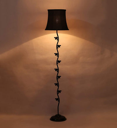 DecorGlance Lamps Soft Back Cotton Black Designer Fish Iron Floor Standing Lamp (Black)