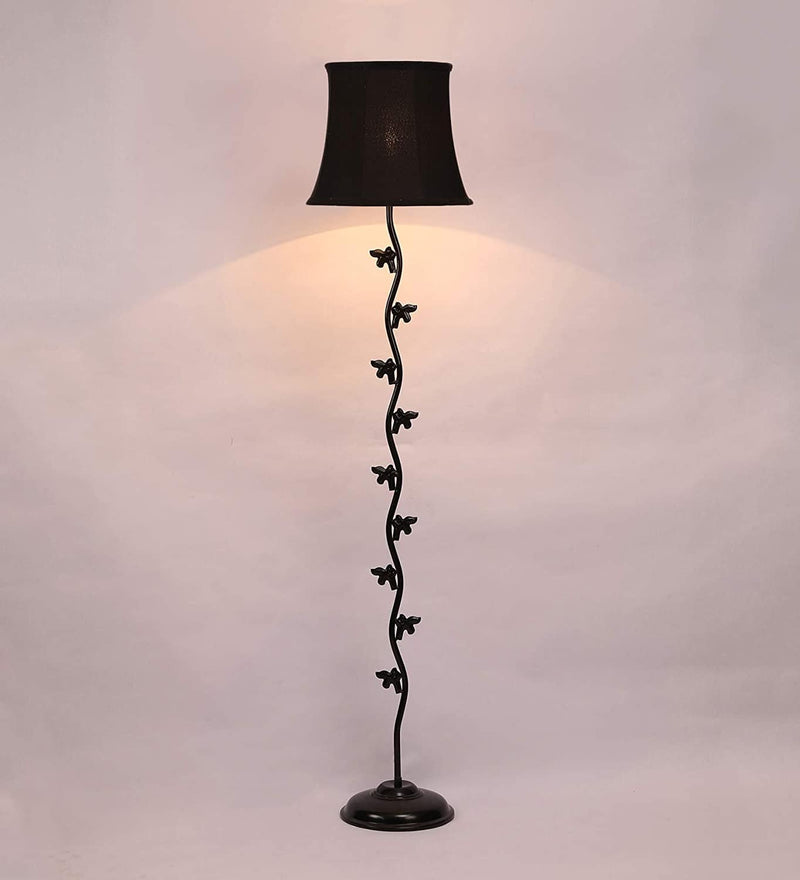 DecorGlance Lamps Soft Back Cotton Black Designer Fish Iron Floor Standing Lamp (Black)