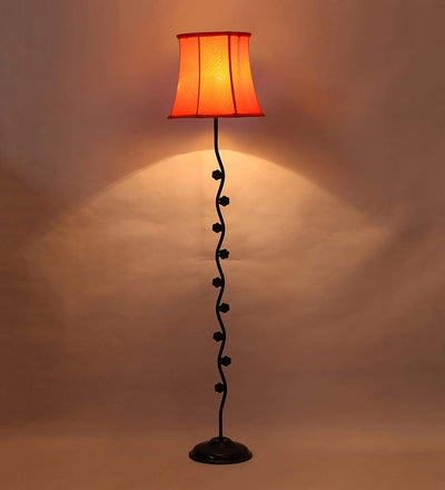 DecorGlance Lamps Soft Back Cotton Orange Designer Tikli Iron Floor Standing Lamp (Orange)