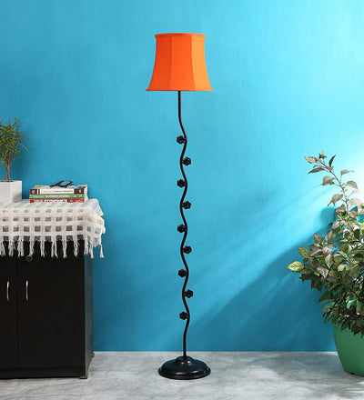DecorGlance Lamps Soft Back Cotton Orange Designer Tikli Iron Floor Standing Lamp (Orange)