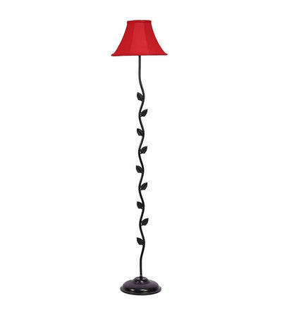 DecorGlance Lamps Soft Back Designer Leaf Iron Standing Floor Lamp (Red)