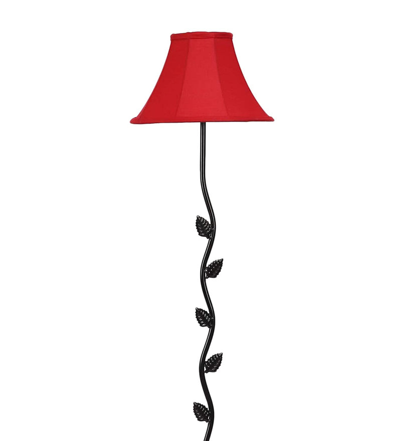 DecorGlance Lamps Soft Back Designer Leaf Iron Standing Floor Lamp (Red)