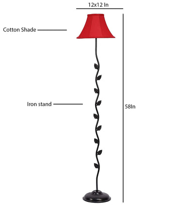 DecorGlance Lamps Soft Back Designer Leaf Iron Standing Floor Lamp (Red)
