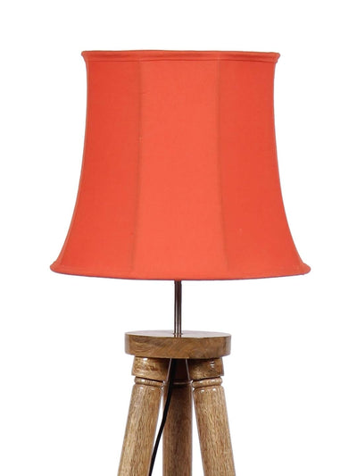DecorGlance Lamps Soft Back Orange Cotton Wooden Tripod Floor lamp