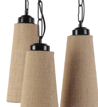 DecorGlance Lamps Triple Conical Jute Multicolor Hanging/ Pendant (Beige Jute )