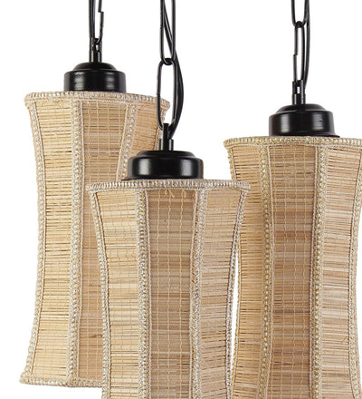DecorGlance Lamps Triple Damroo Bamboo Hanging/ Pendant (Natural Bamboo)