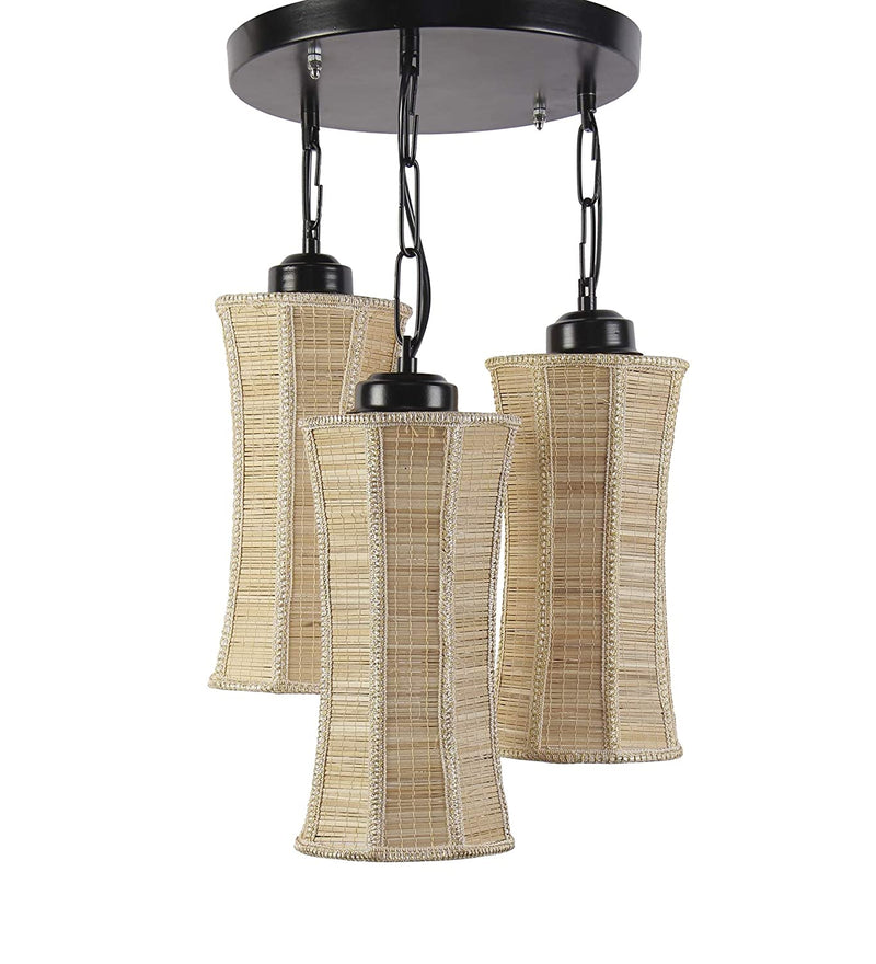 DecorGlance Lamps Triple Damroo Bamboo Hanging/ Pendant (Natural Bamboo)