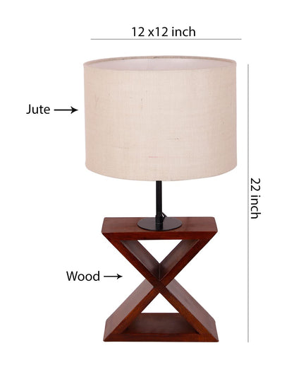 DecorGlance Lamps White Jute Shade Cross Wood Table lamp