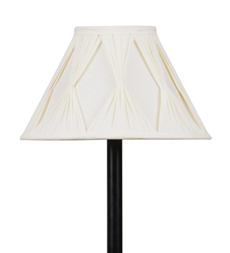 DecorGlance Lamps Wrought Iron Cotton Curtain Pleated Floor Standing Lamp (Off White)