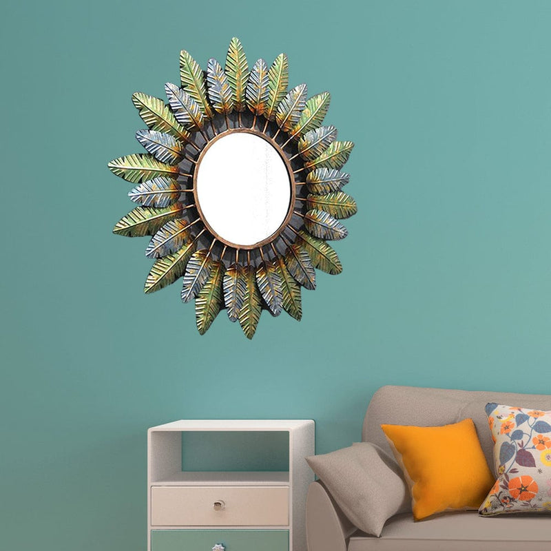 decorglance Leaves Mirror Large Metal Wall Art