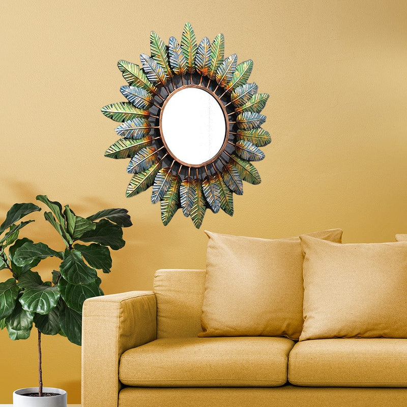 decorglance Leaves Mirror Large Metal Wall Art