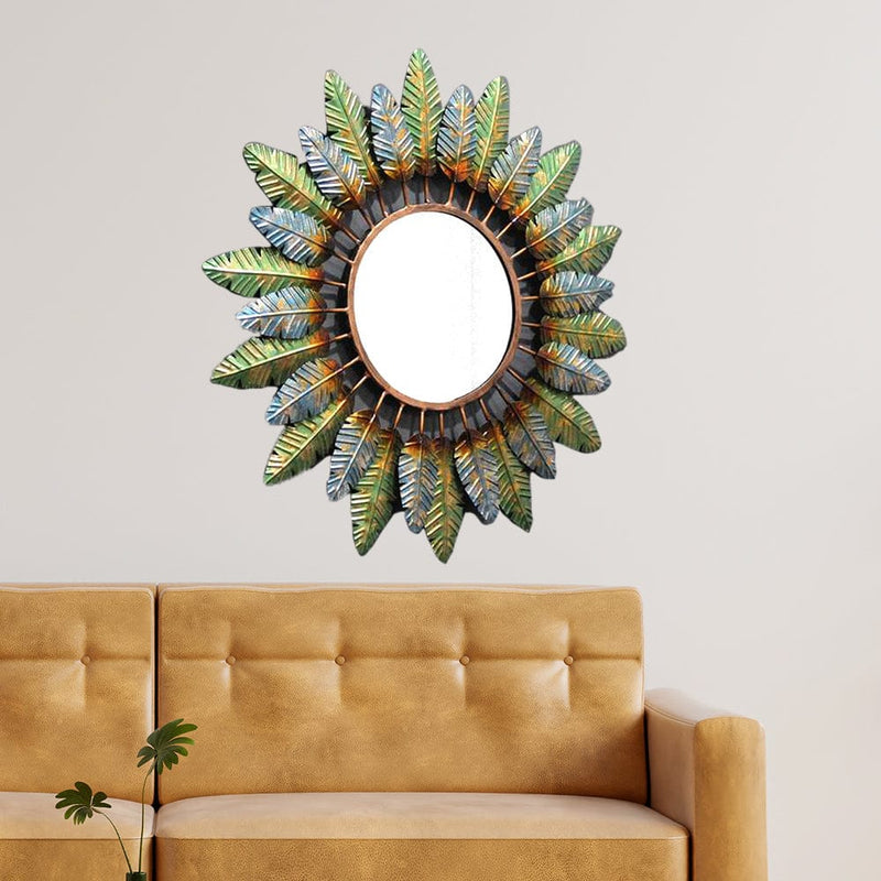 decorglance Leaves Mirror Large Metal Wall Art