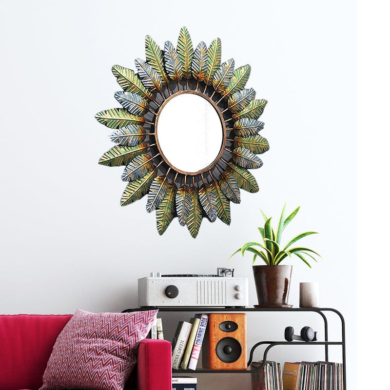 decorglance Leaves Mirror Large Metal Wall Art