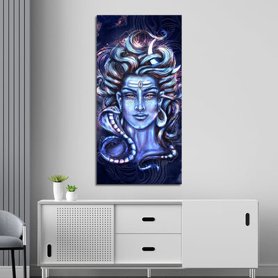 DecorGlance Mahadev Vikat Rup Print On Canvas Wall Painting