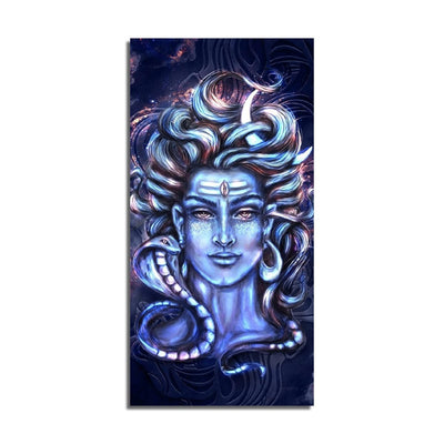 DecorGlance Mahadev Vikat Rup Print On Canvas Wall Painting