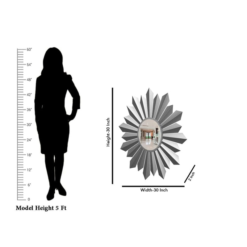 DecorGlance Mirror ( 30 x 30) inches Silver Round Mirror Wall Decor